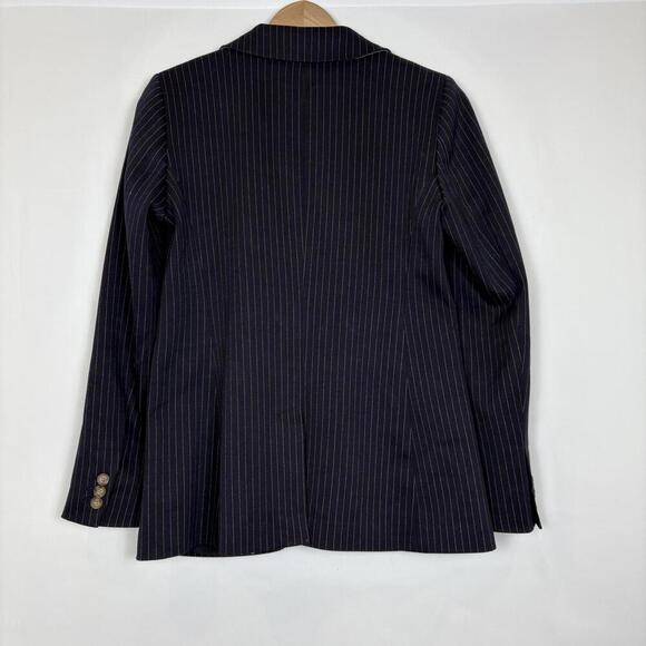LOFT Sz: 2 Navy Blue Pinstripe Soft Stretch Relaxed Academic Professional Blazer - Picture 5 of 7